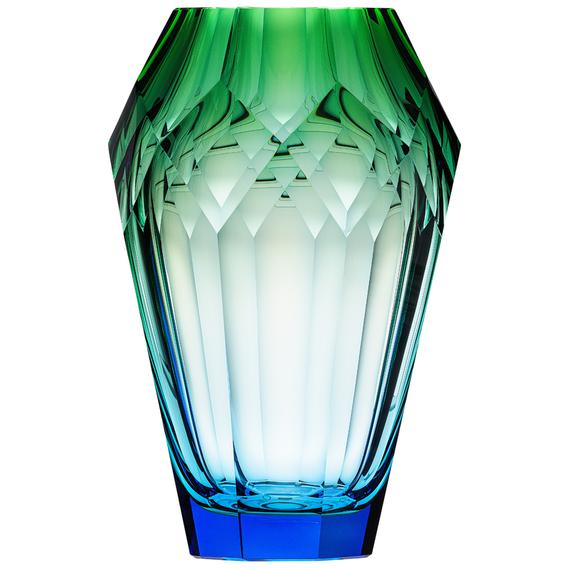 Vaza din cristal aquamarin/ reseda Ocean